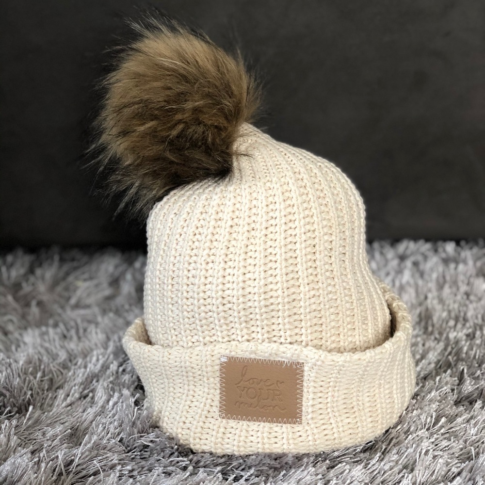LYM White Speckled Pom Beanie - Love Your Mellon